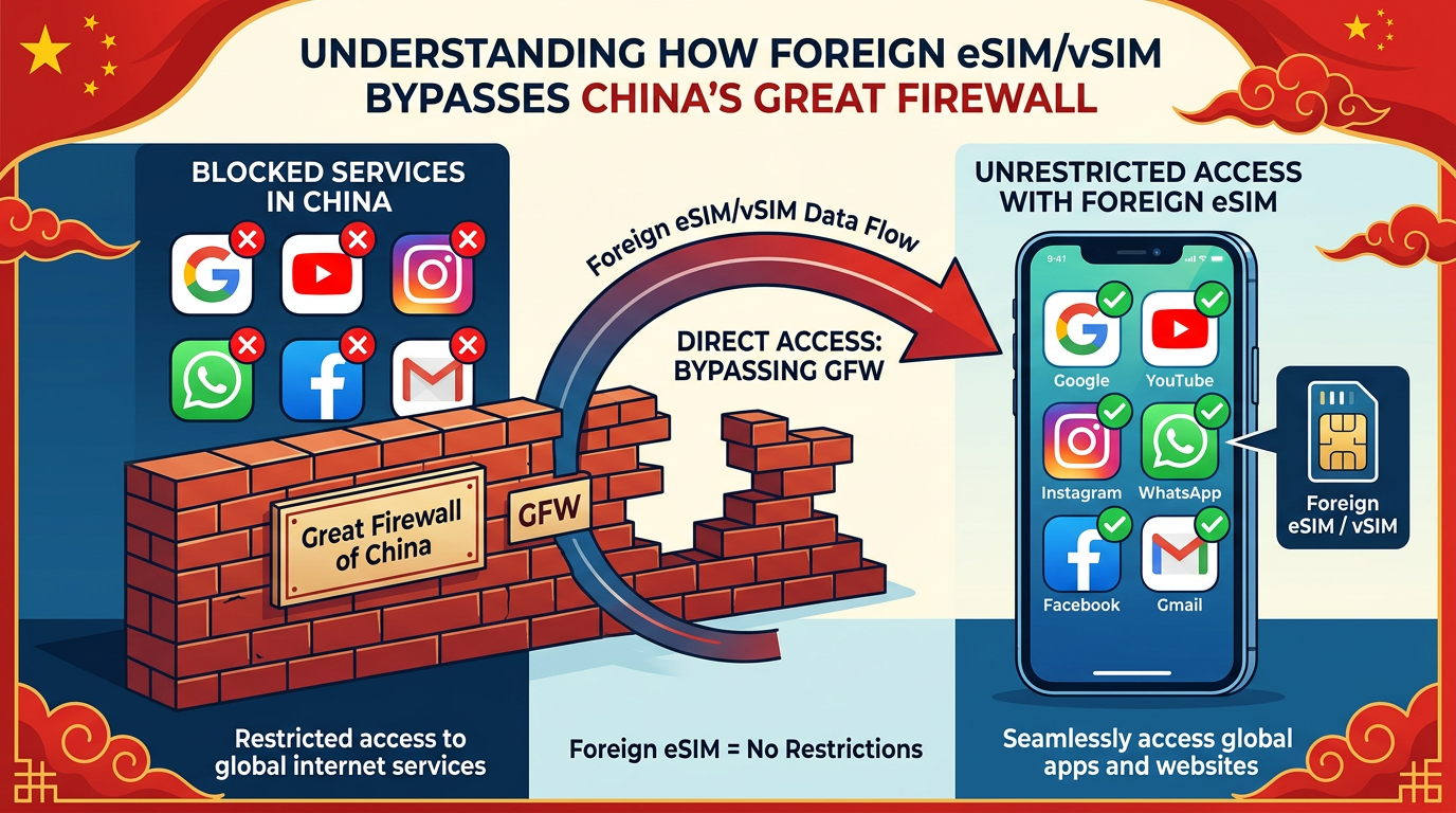 境外eSIM/vSIM如何繞過防火長城