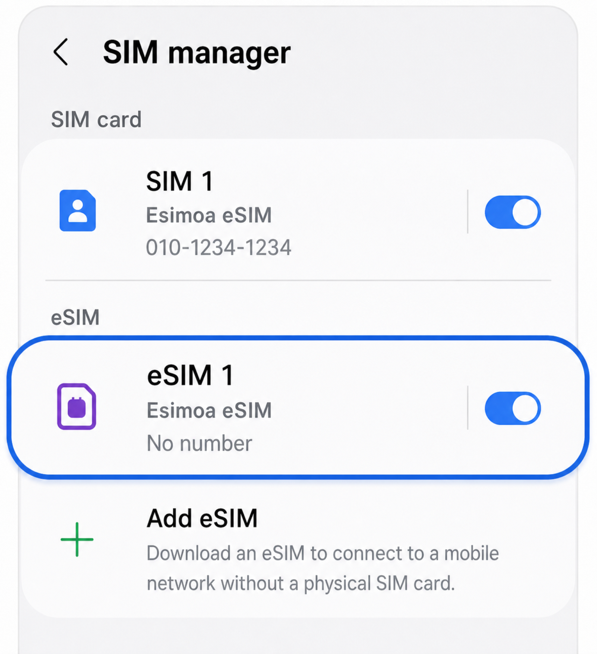eSIM on