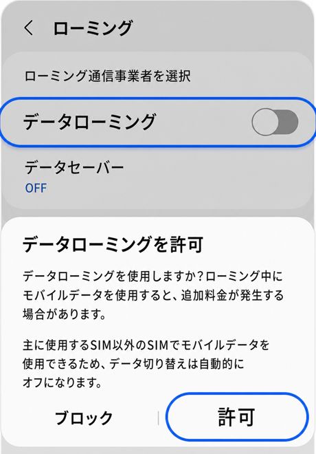 データローミング許可