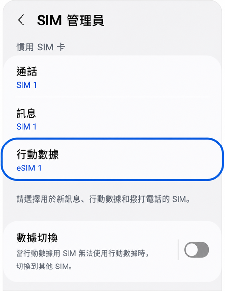 行動數據 = eSIM